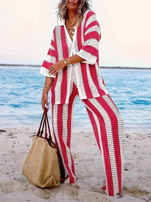 Abril | Conjunto de camisa de rayas y pantalón ancho