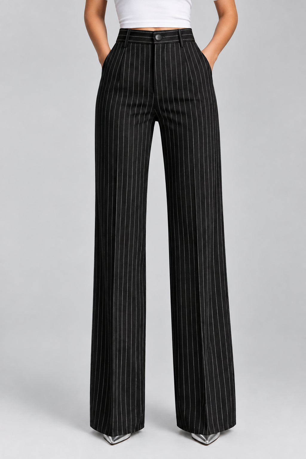 Ligia | Pantalón de traje ancho de rayas