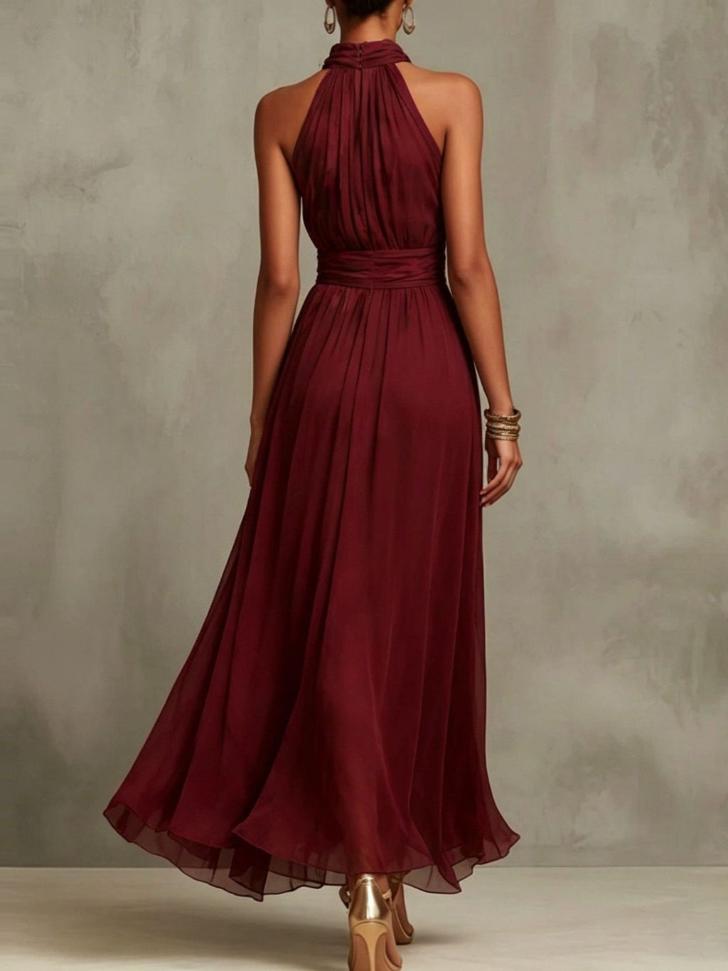 Sofía | Vestido largo halter de gasa