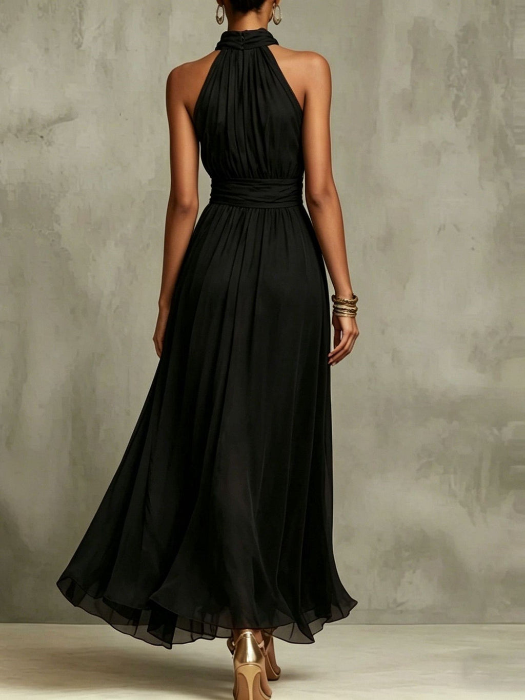 Sofía | Vestido largo halter de gasa