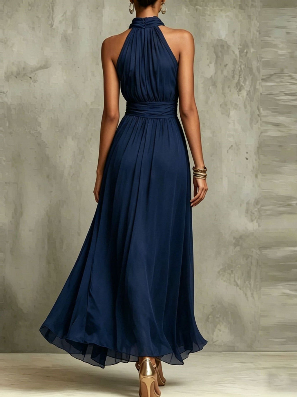 Sofía | Vestido largo halter de gasa