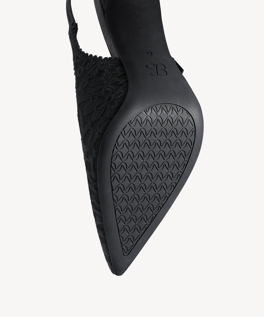 Adelina | Zapato de tacón con lazo – Bordado albaricoque