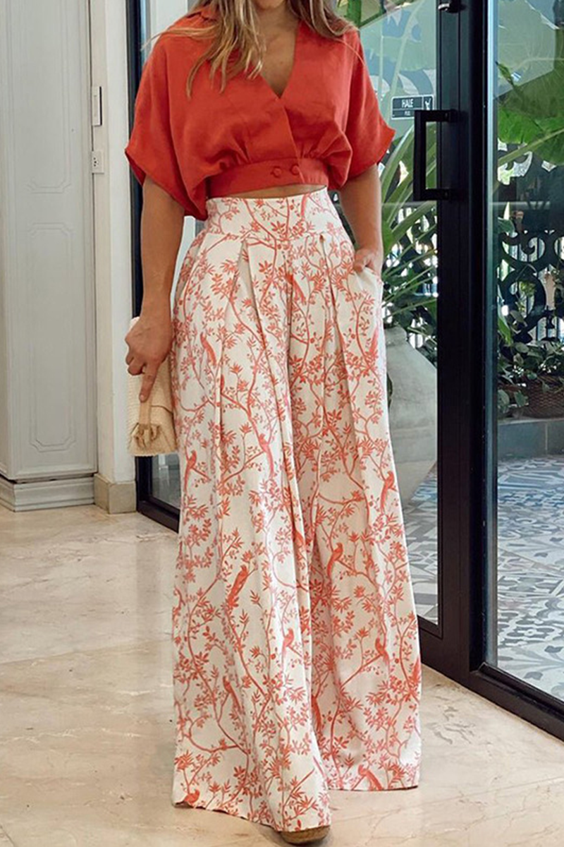 Abigail | Conjunto de blusa con escote en V y pantalón ancho