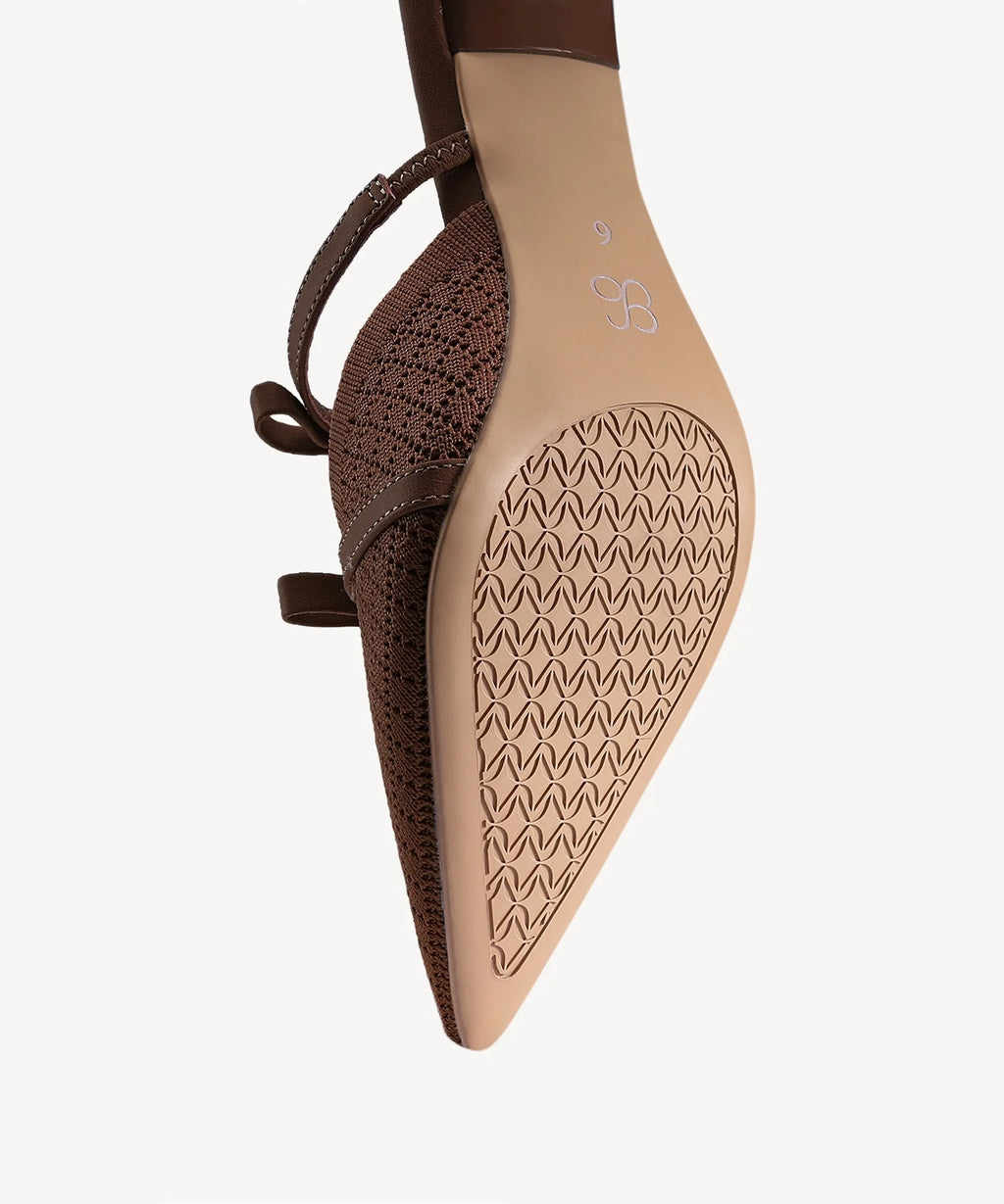 Mireia | Mule de tacón con punta fina y lazo – Rosa fucsia