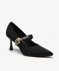 Adara | Zapato de salón con tiras extraíbles – Negro