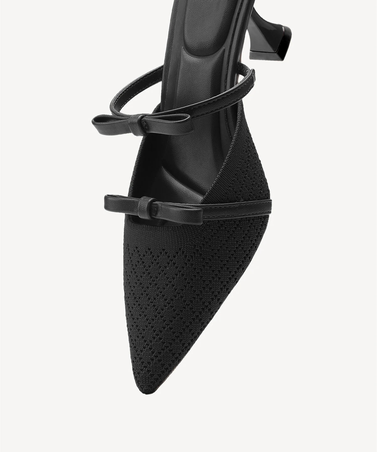 Mireia | Mule de tacón con punta fina y lazo – Rosa fucsia