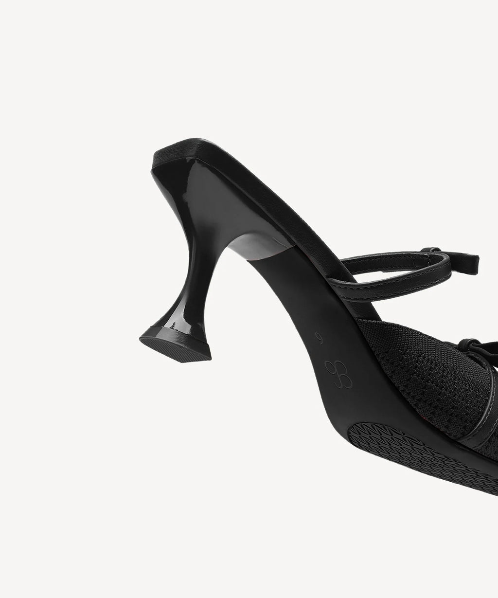 Mireia | Mule de tacón con punta fina y lazo – Rosa fucsia
