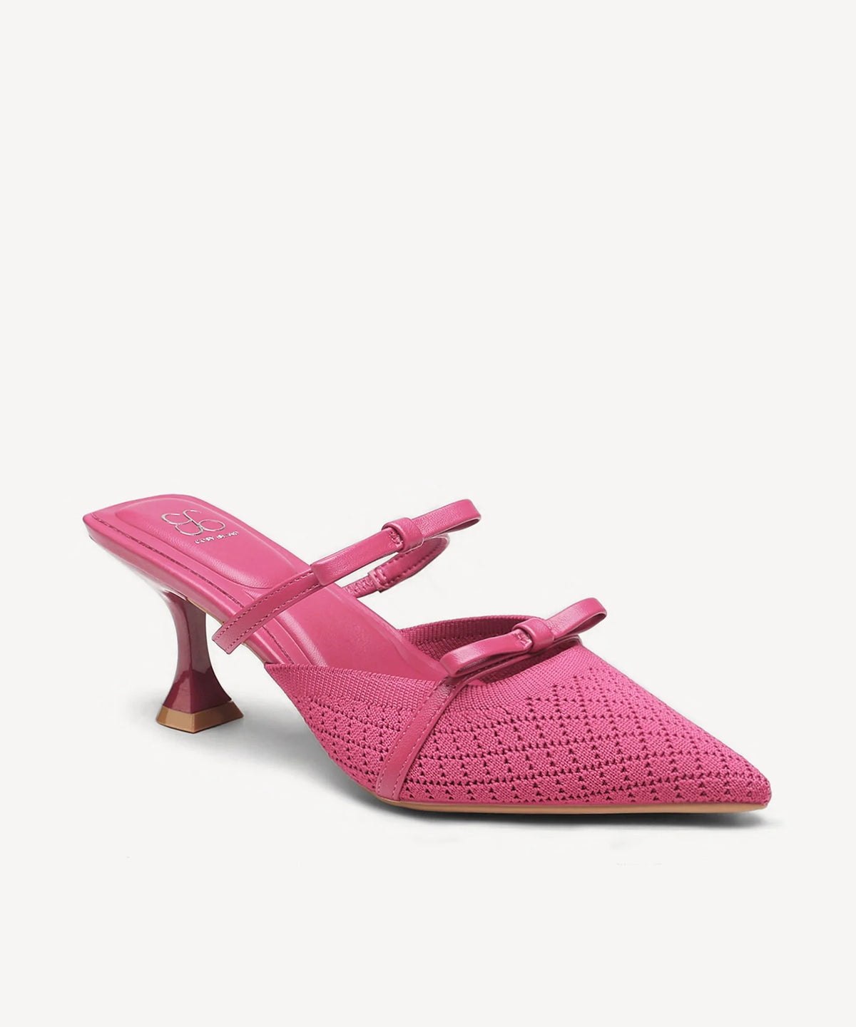 Mireia | Mule de tacón con punta fina y lazo – Rosa fucsia