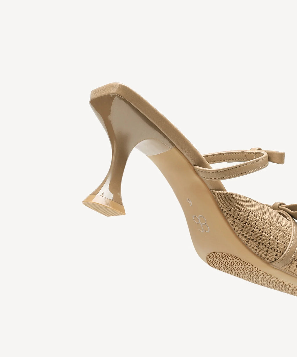 Mireia | Mule de tacón con punta fina y lazo – Rosa fucsia