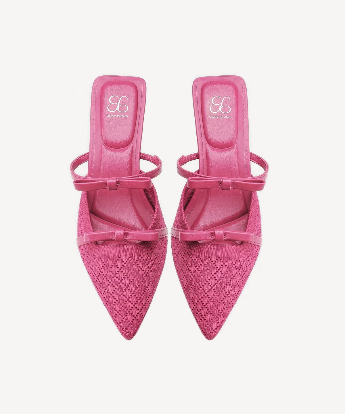 Mireia | Mule de tacón con punta fina y lazo – Rosa fucsia