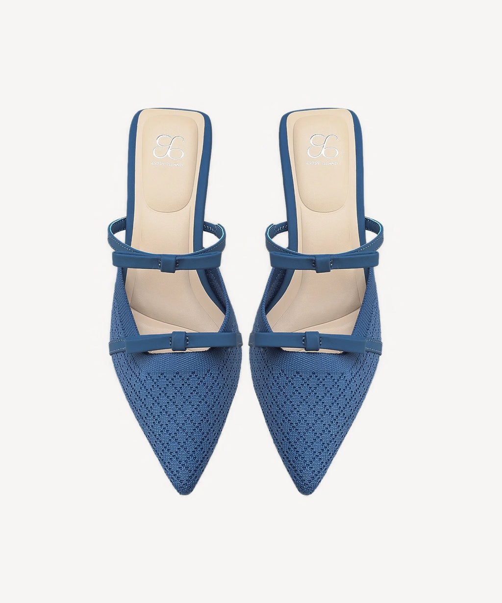 Mireia | Mule de tacón con punta fina y lazo – Rosa fucsia
