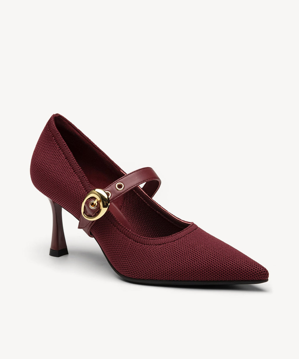 Adara | Zapato de salón con tiras extraíbles – Burdeos