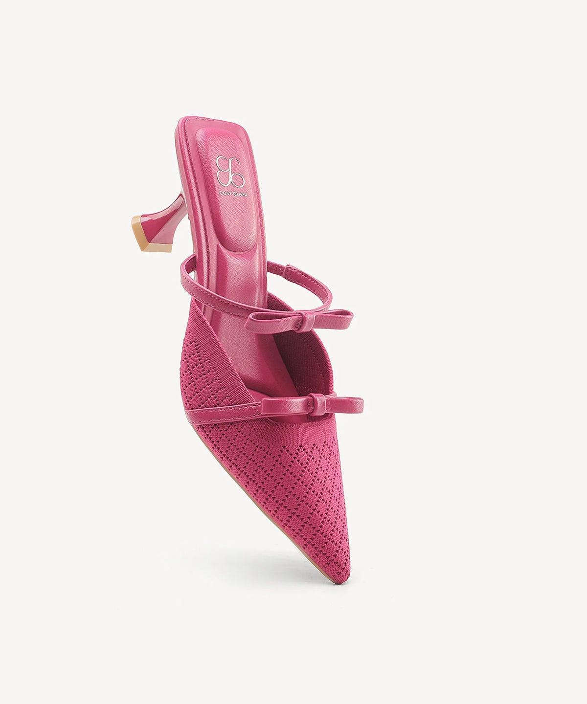 Mireia | Mule de tacón con punta fina y lazo – Rosa fucsia