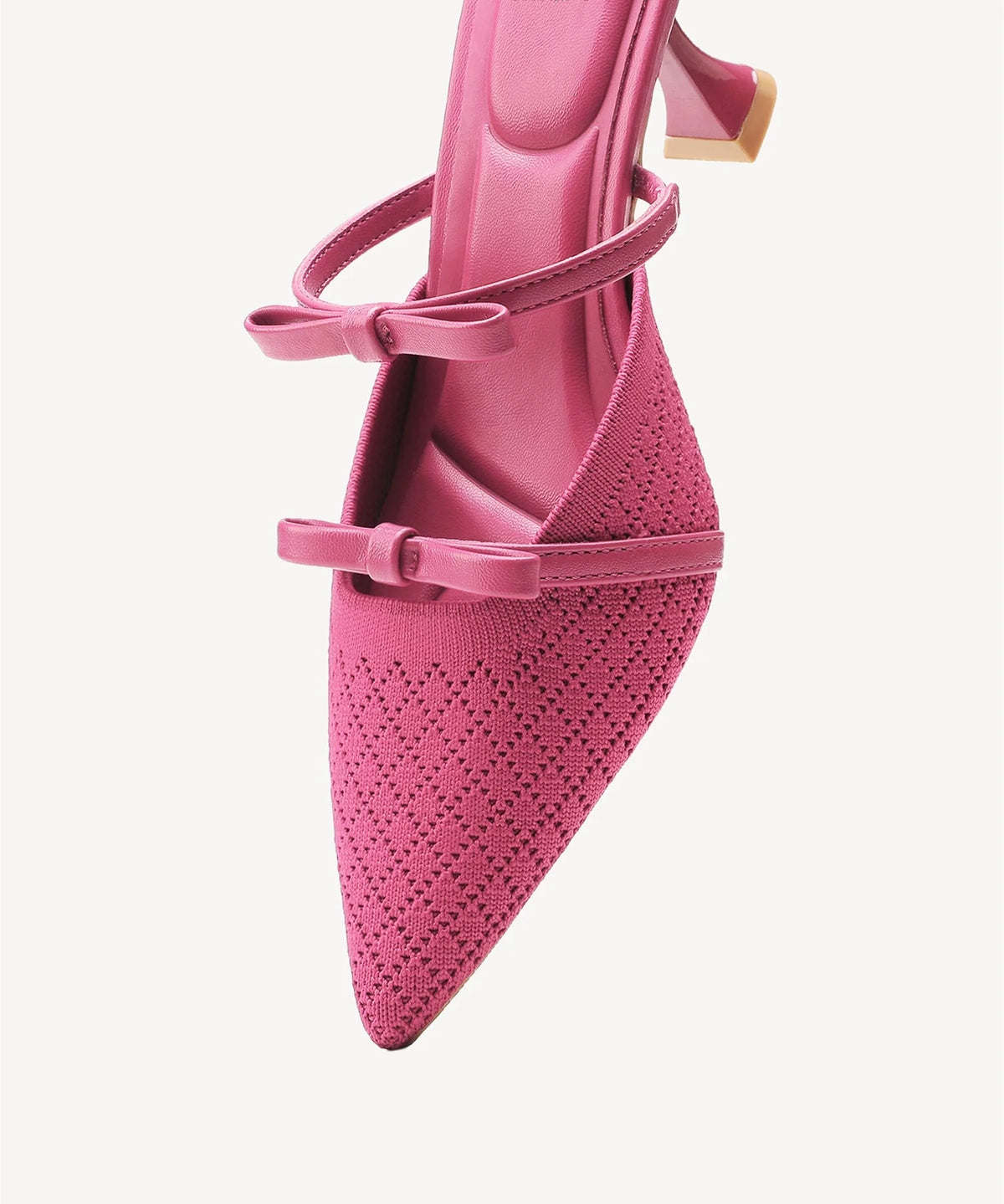 Mireia | Mule de tacón con punta fina y lazo – Rosa fucsia