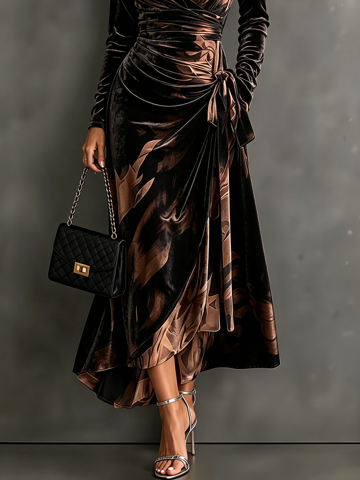 Rut | Vestido midi cruzado de terciopelo