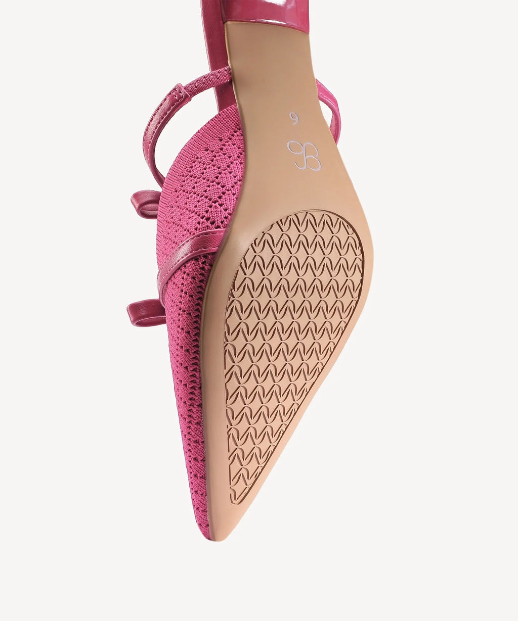 Mireia | Mule de tacón con punta fina y lazo – Rosa fucsia