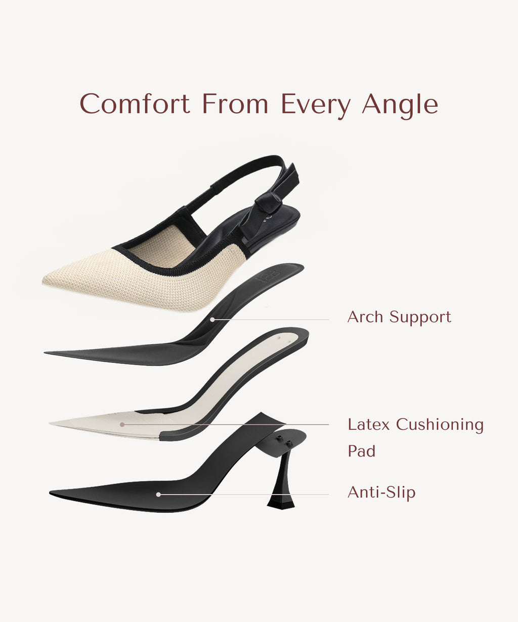Adelina | Zapato de tacón con lazo – Bordado albaricoque
