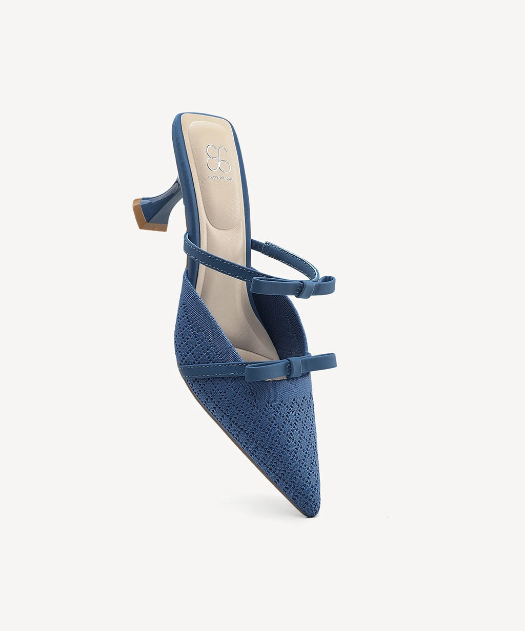 Mireia | Mule de tacón con punta fina y lazo – Rosa fucsia
