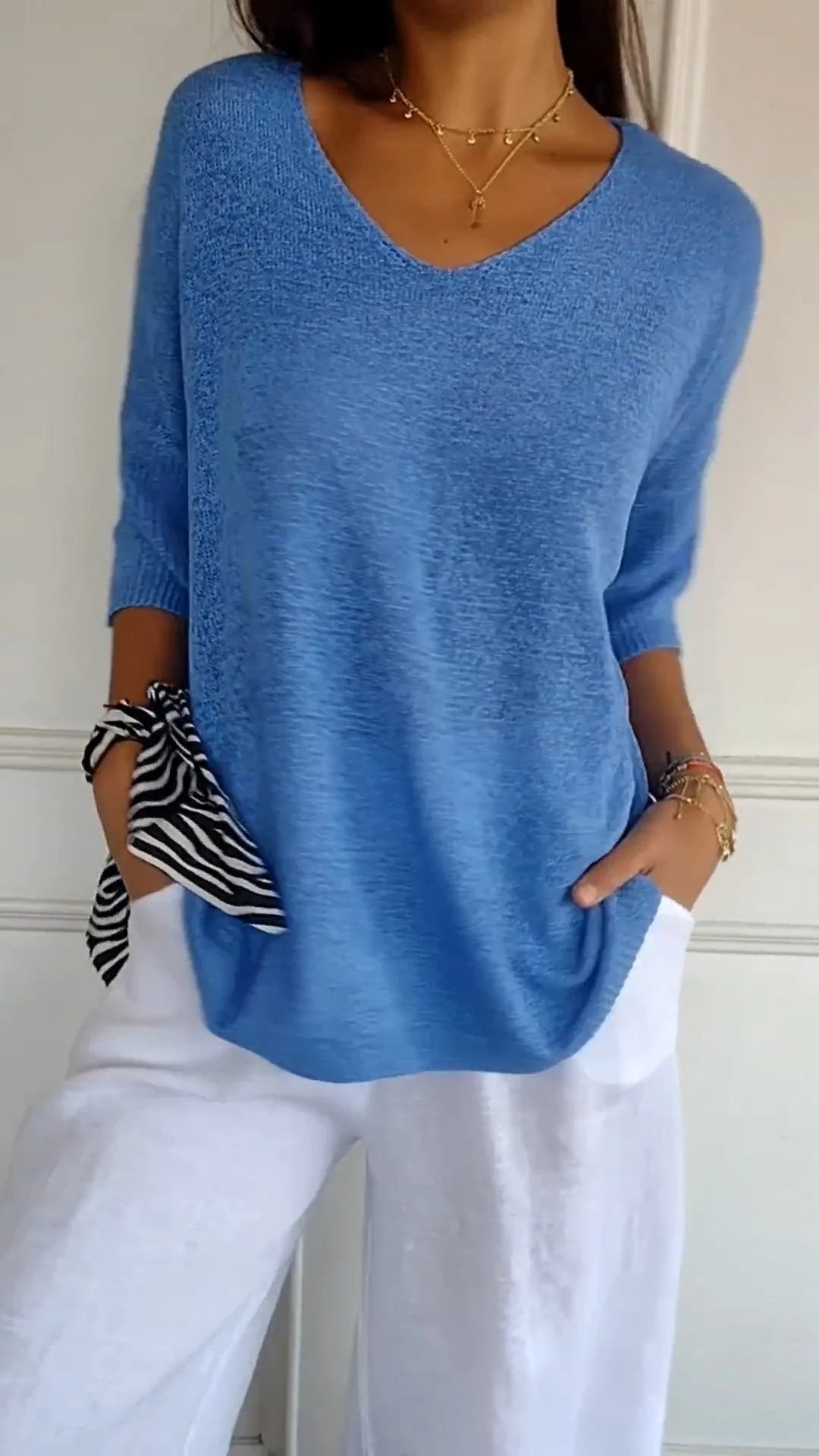 Hortensia | Top de punto con escote en V