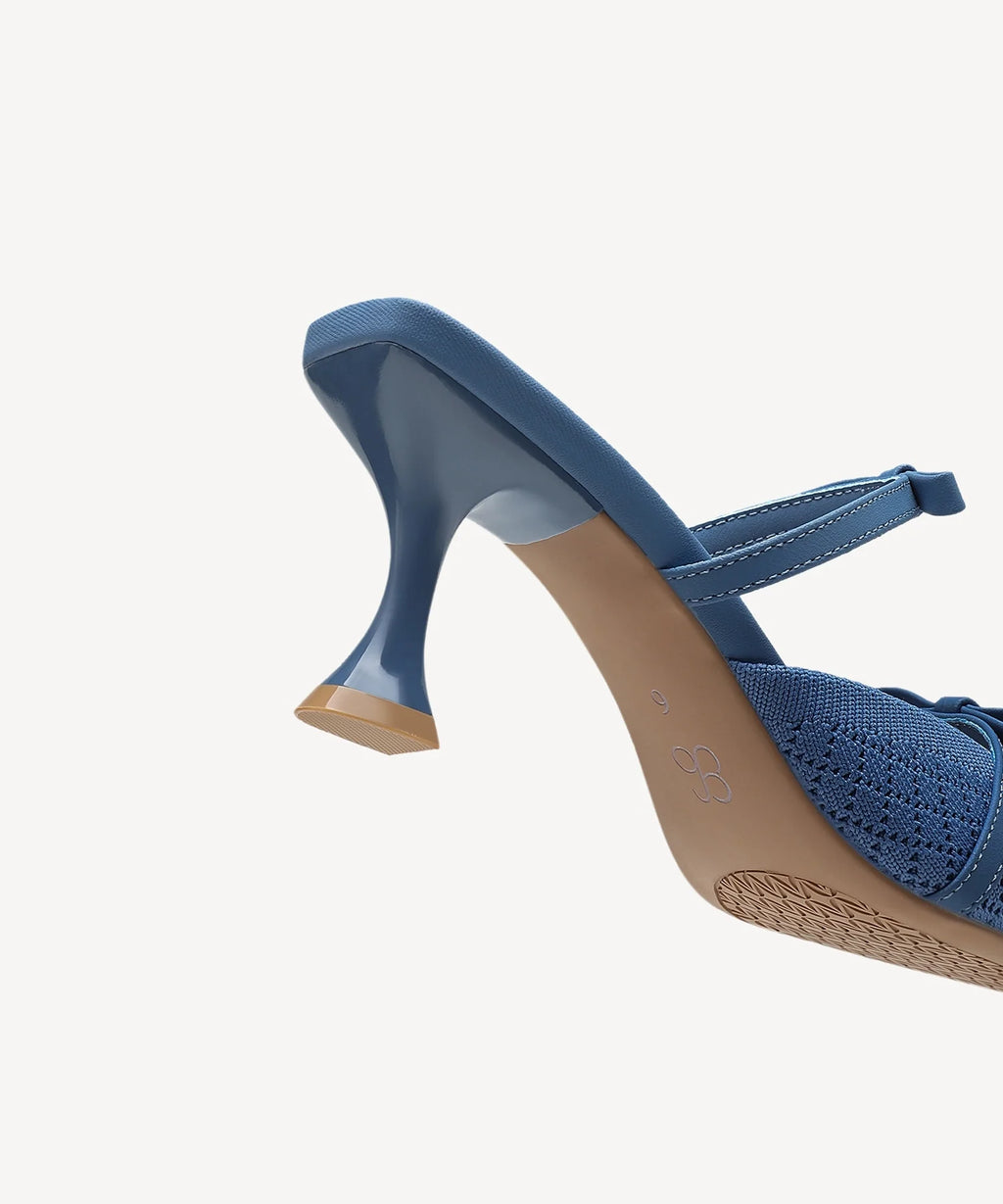 Mireia | Mule de tacón con punta fina y lazo – Rosa fucsia