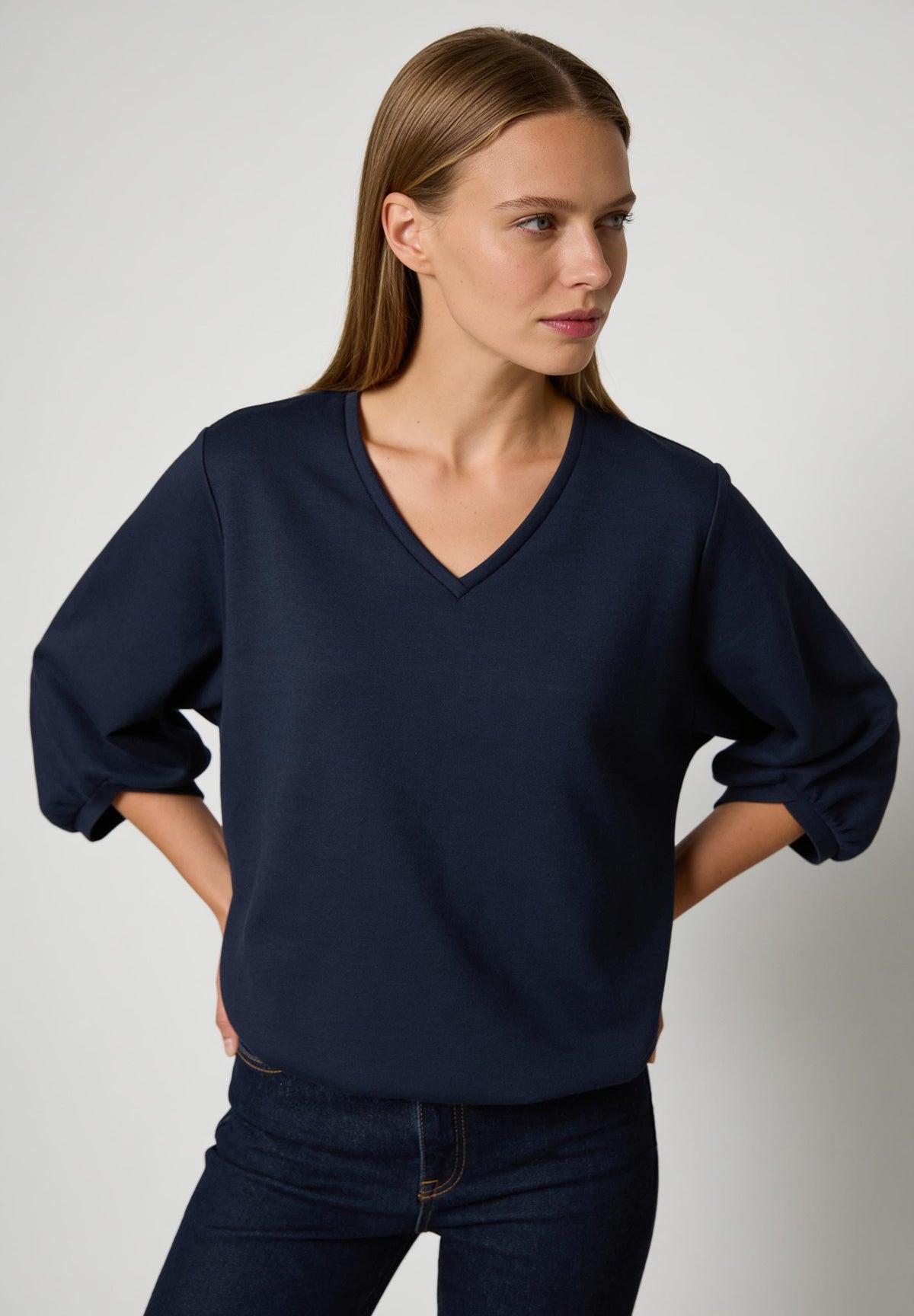 Antía | Sudadera con manga ancha 3/4 azul clásico