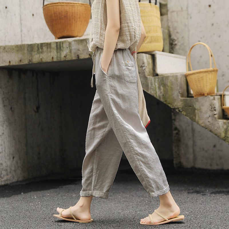 Nerea | Pantalón de algodón y lino con cordón