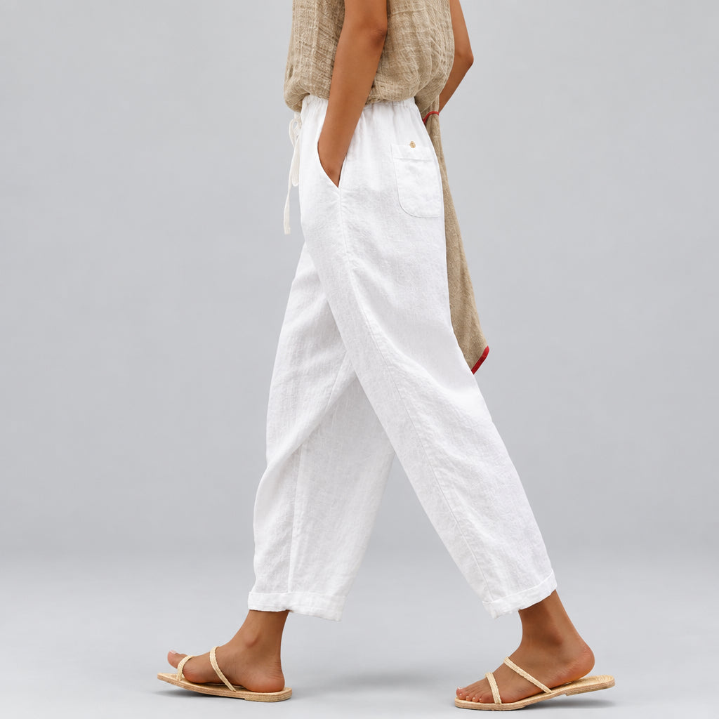 Nerea | Pantalón de algodón y lino con cordón