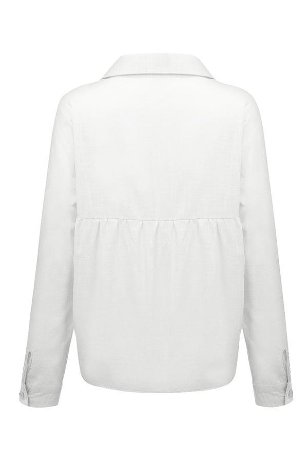 Fátima | Blusa lisa con cuello camisero