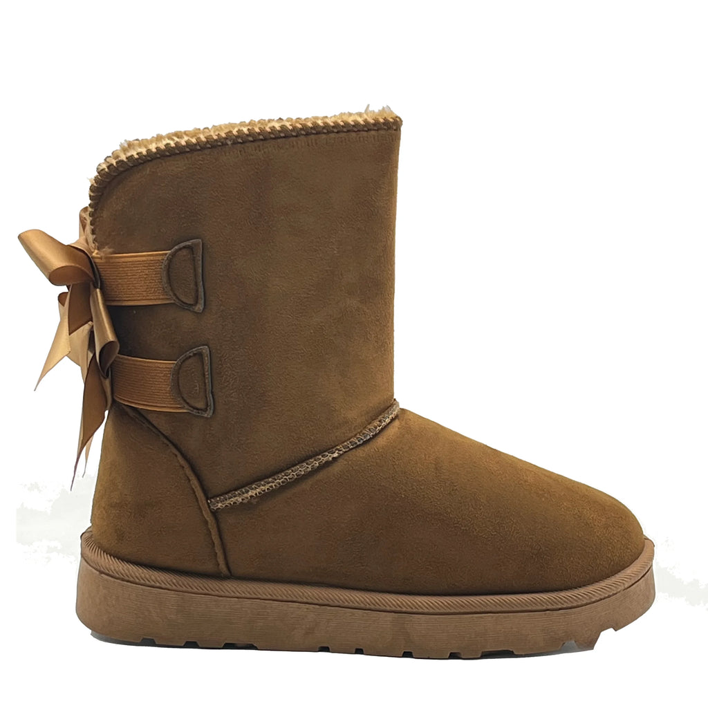 Ámbar | Botas de nieve de felpa con lazos