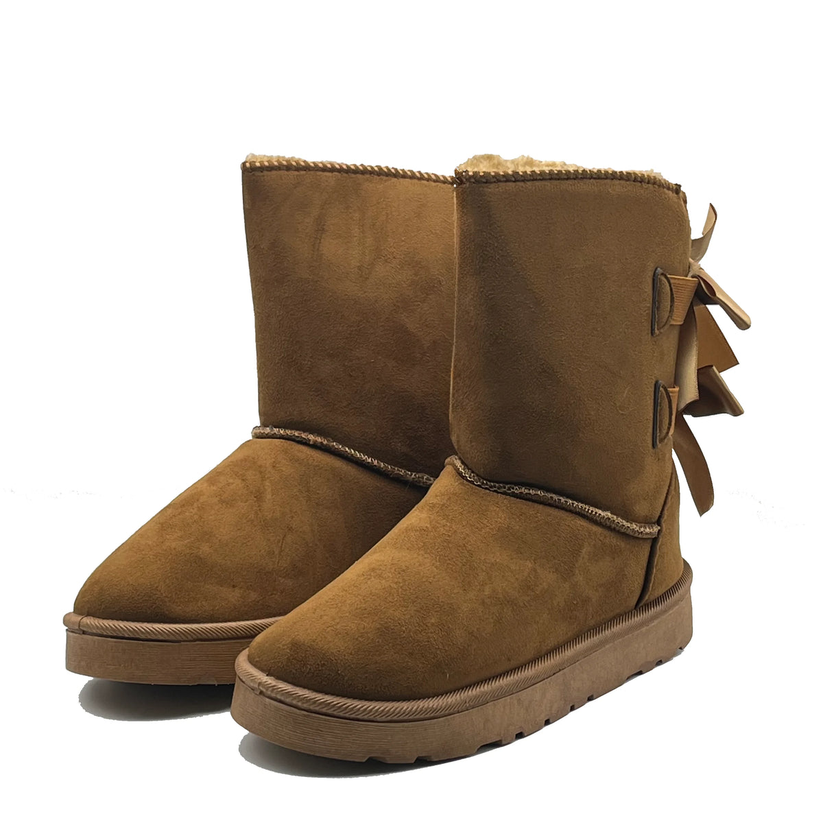 Ámbar | Botas de nieve de felpa con lazos