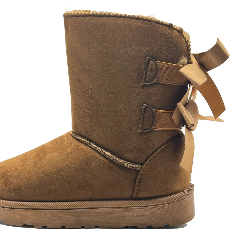 Ámbar | Botas de nieve de felpa con lazos