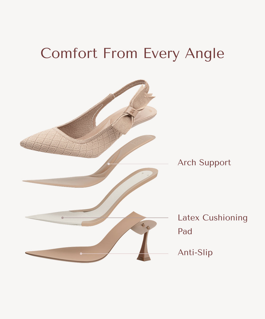 Adelina | Zapato de tacón con lazo – Bordado albaricoque
