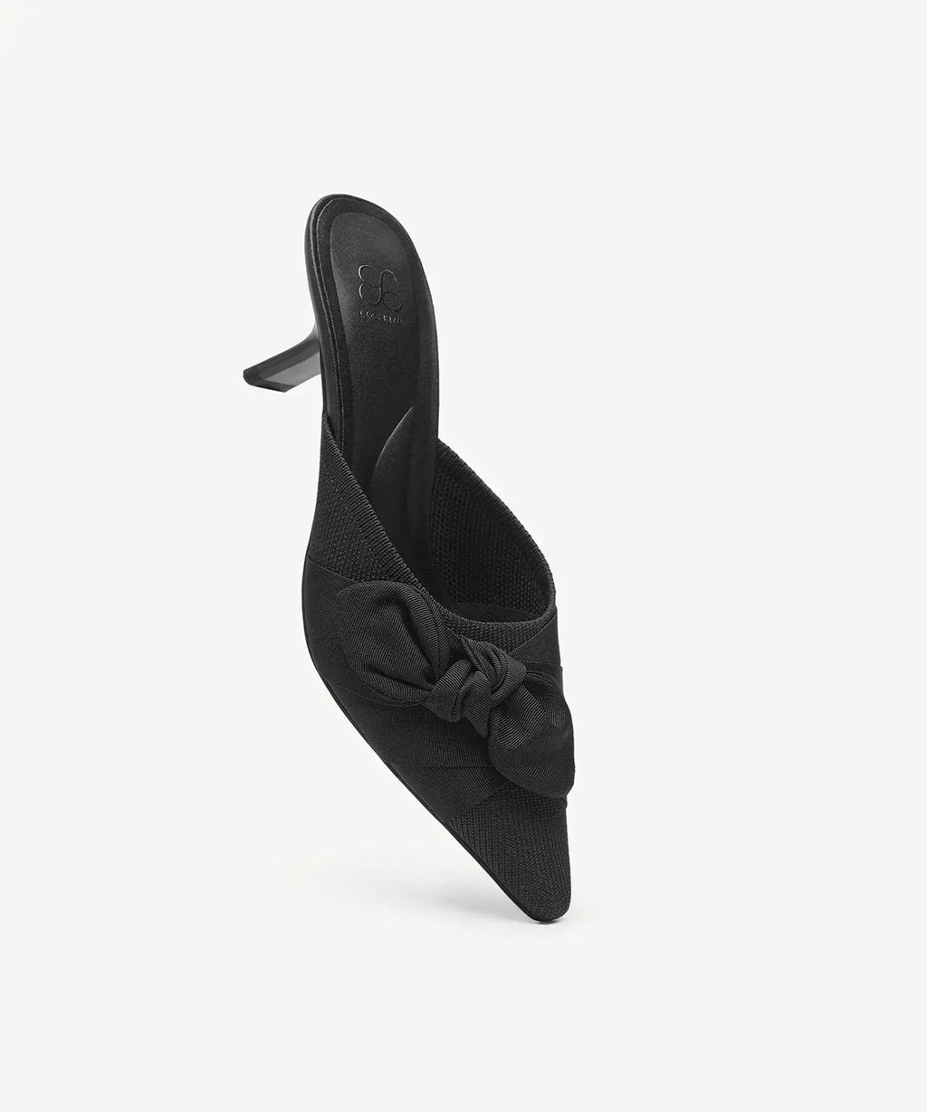 Maura | Mule de punta con tacón – Negro