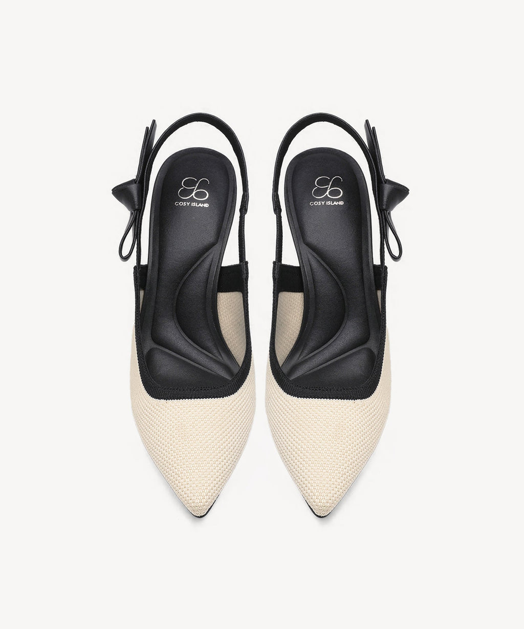 Adelina | Zapato de tacón con lazo – Bordado albaricoque