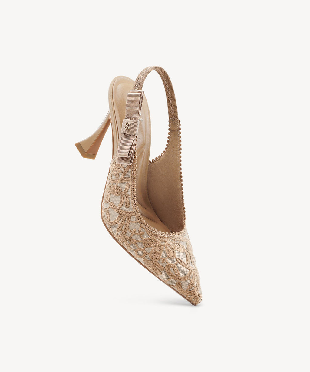 Adelina | Zapato de tacón con lazo – Albaricoque