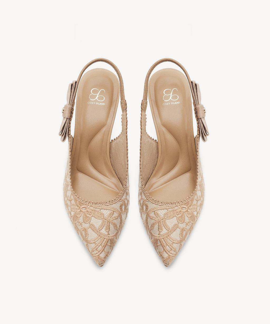 Adelina | Zapato de tacón con lazo – Albaricoque
