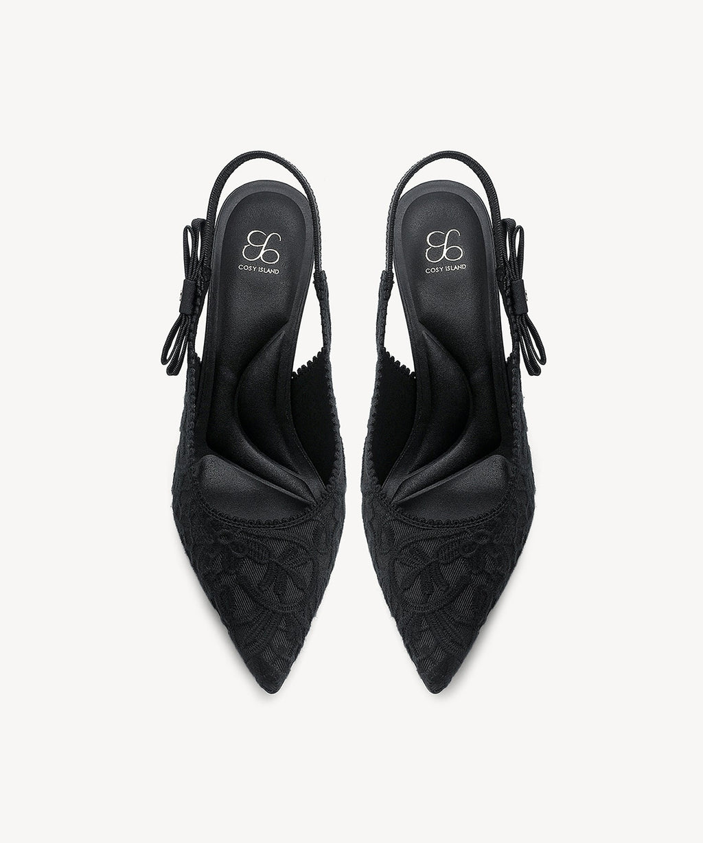 Adelina | Zapato de tacón con lazo – Negro
