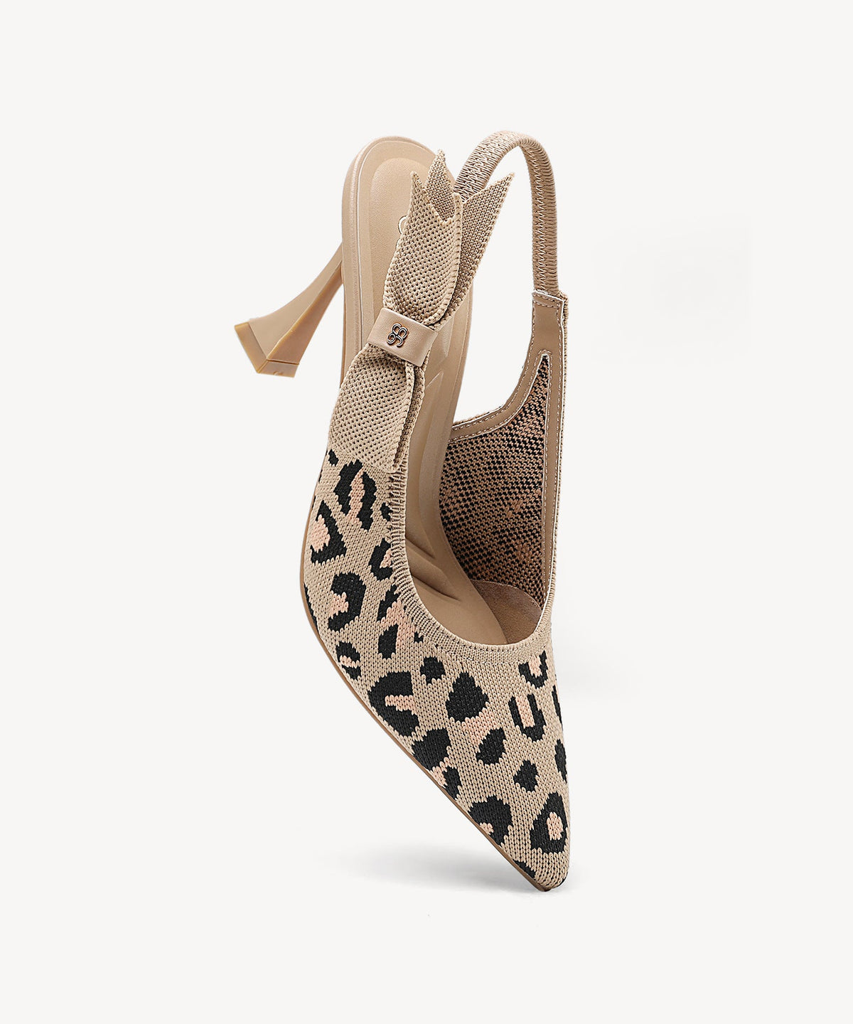 Adelina | Zapato de tacón con lazo – Bordado albaricoque