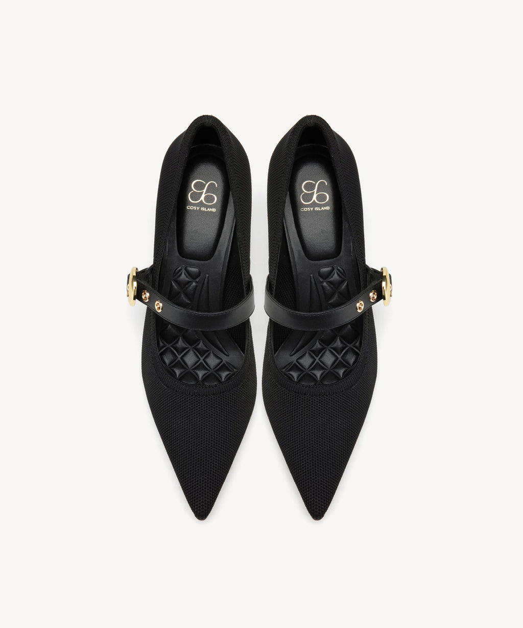 Adara | Zapato de salón con tiras extraíbles – Negro