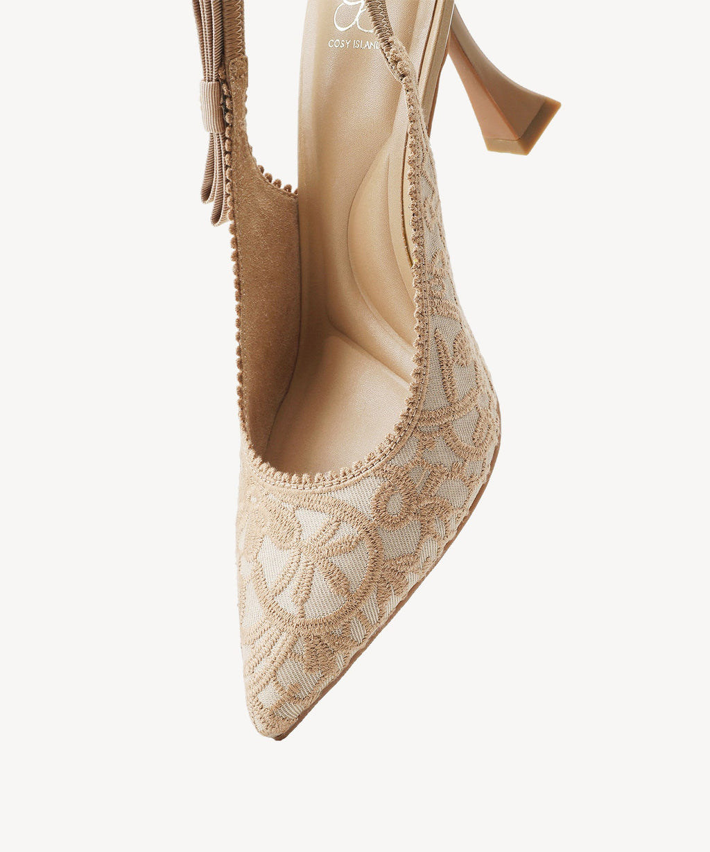 Adelina | Zapato de tacón con lazo – Albaricoque