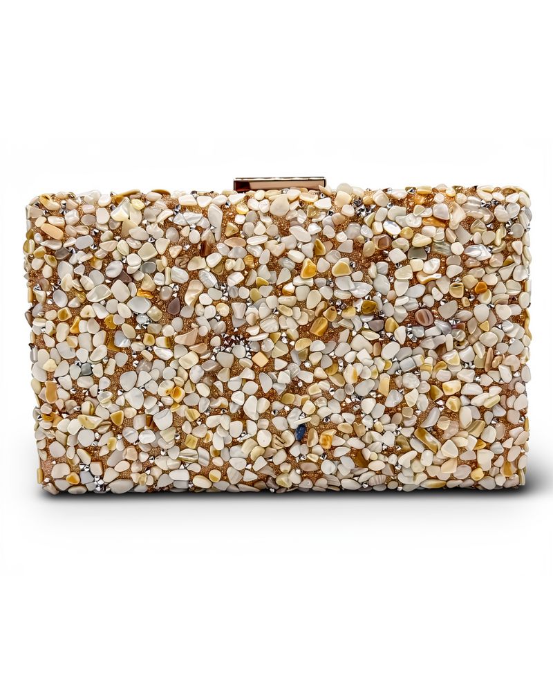 Rosie | Bolso de mano con piedras beige