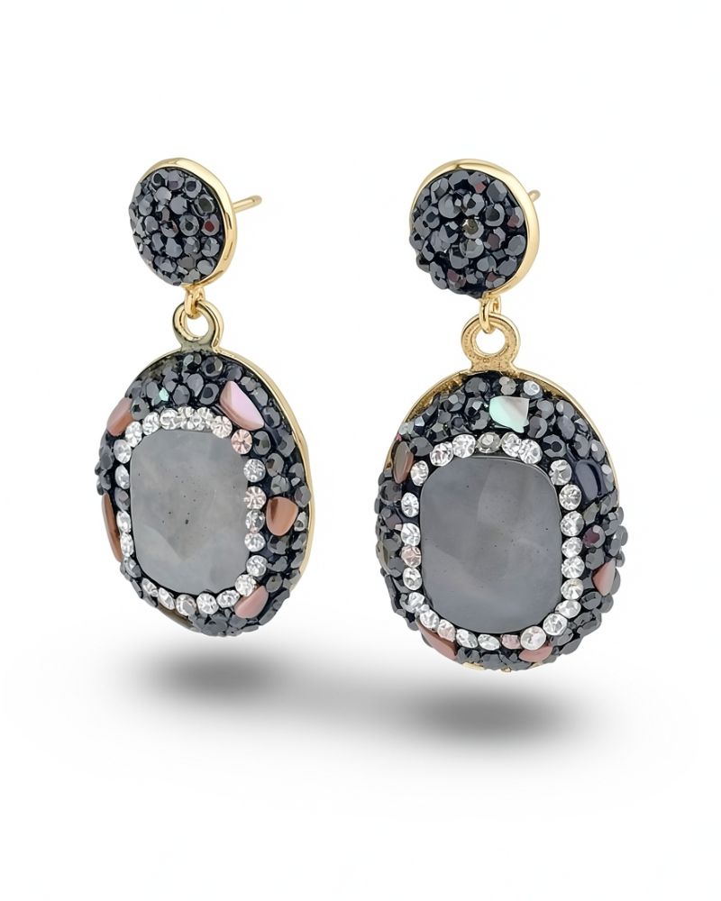 Molly | Pendientes con piedra gris