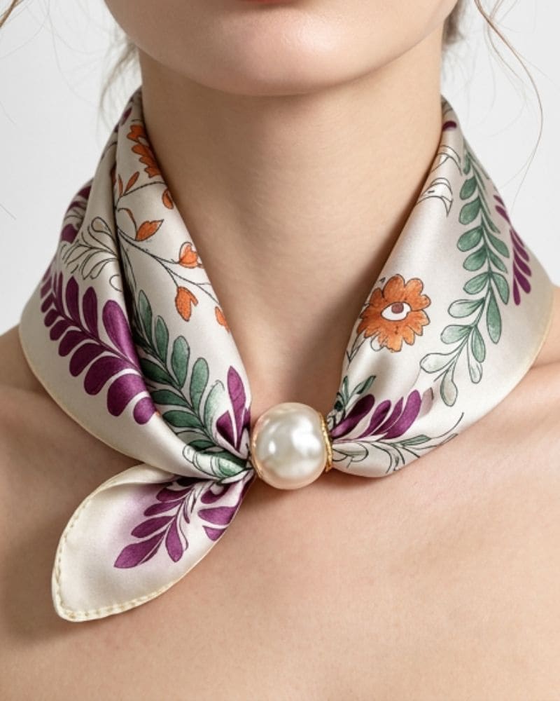 Sophie | Pañuelo magnético con perla – Blanco