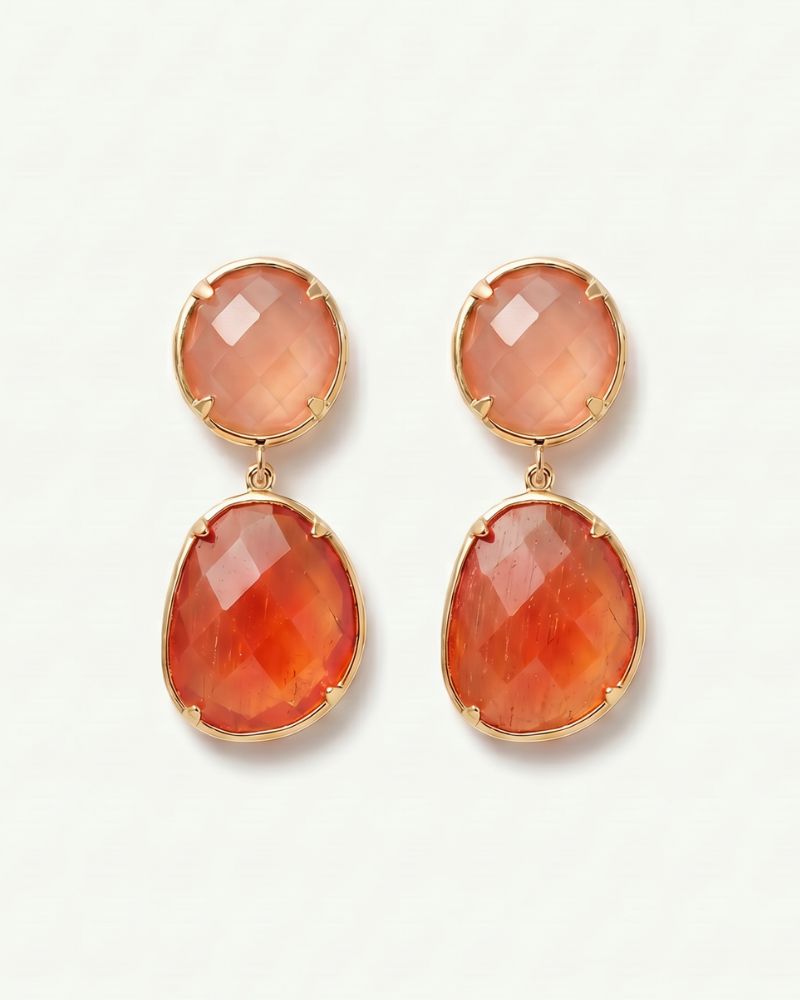 Elie | Pendientes colgantes de doble piedra naranja