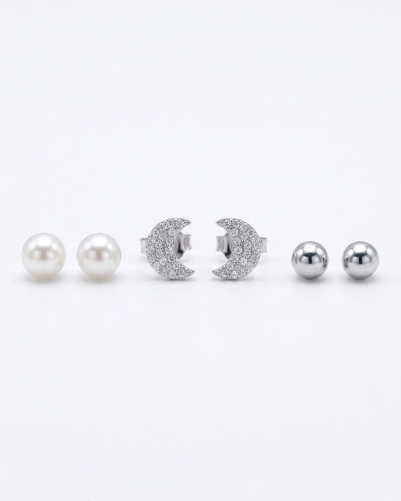 Layla | Set de pendientes plateados
