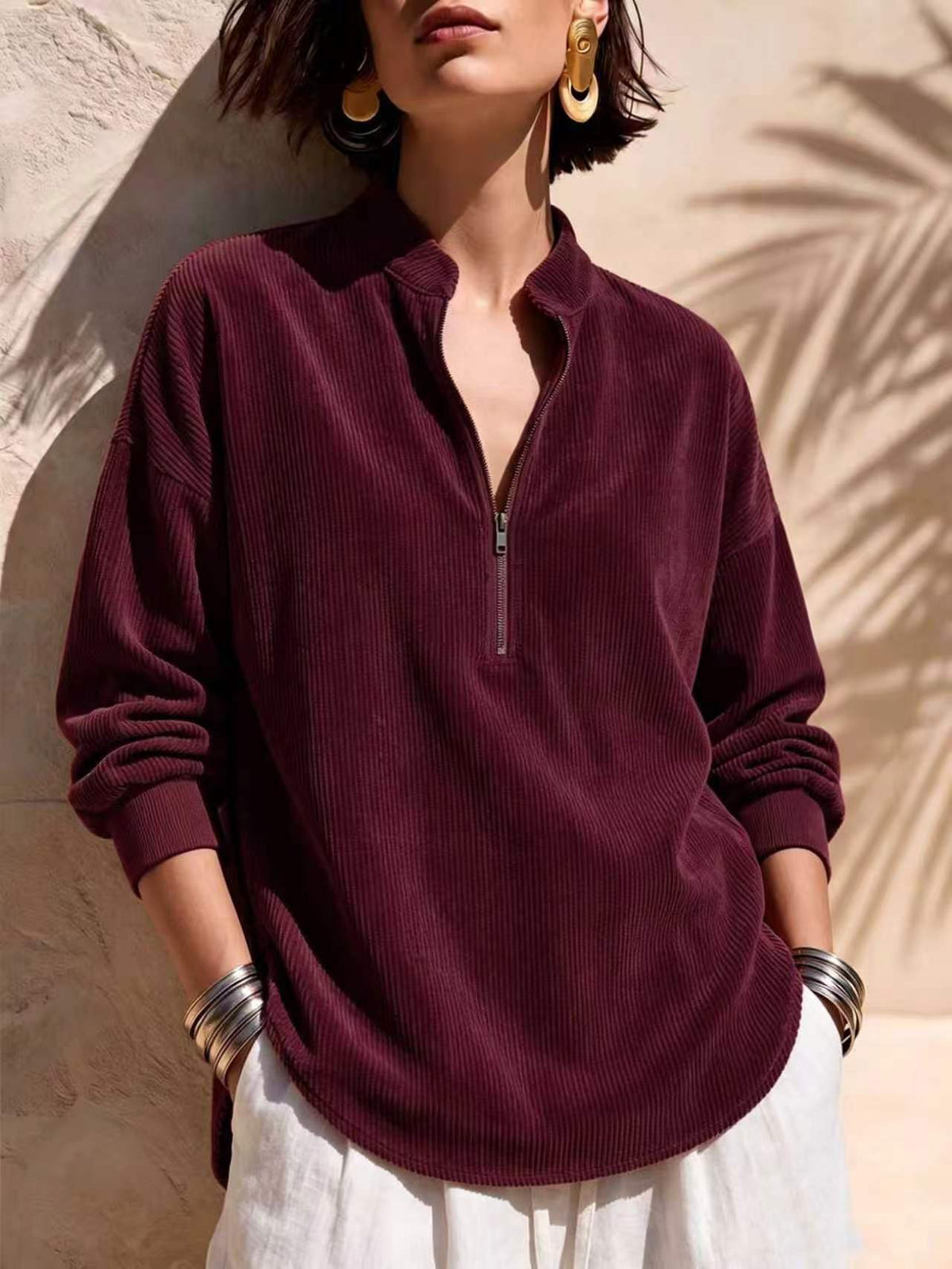 Leticia | Top de pana con cuello alto
