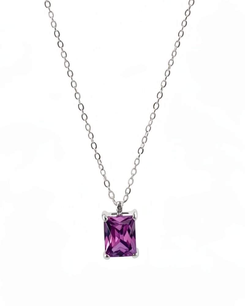 Iris | Collar plateado con piedra morada