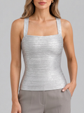 Teray | Top bandage plateado metalizado