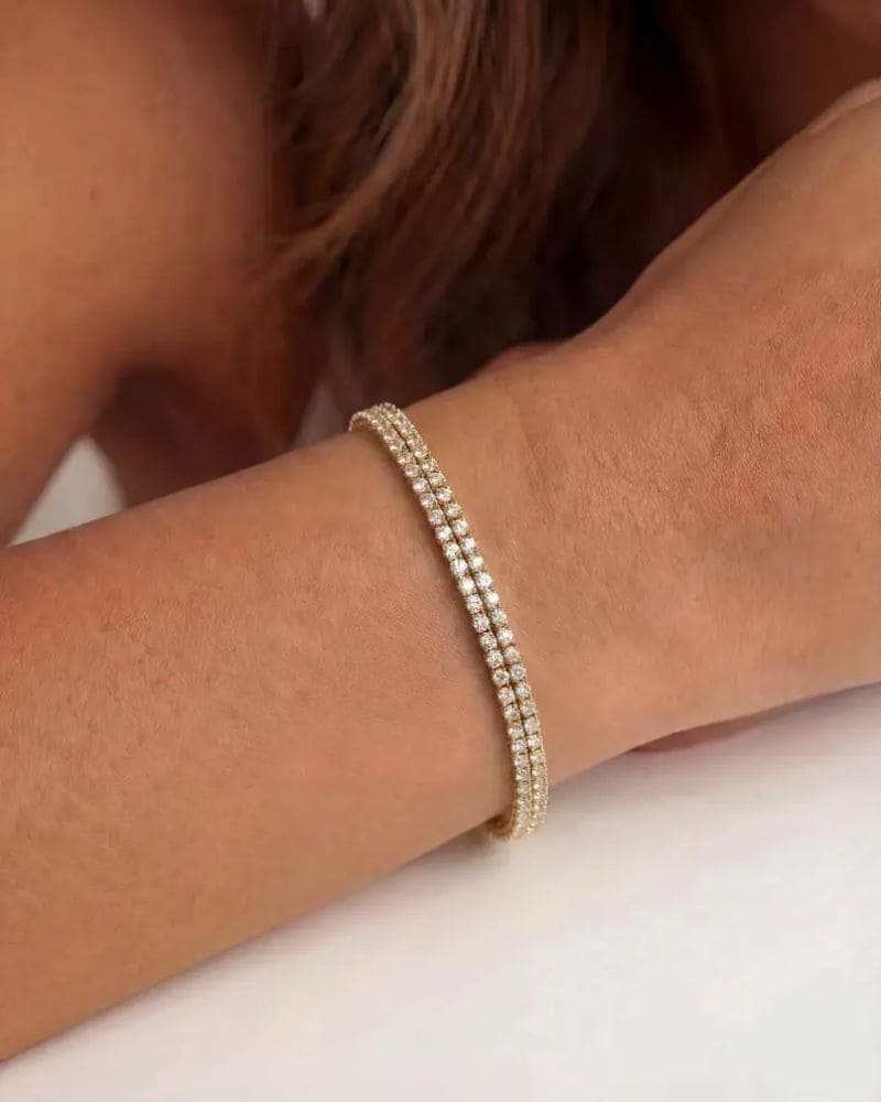 Reese | Pulsera tenis dorada de doble fila de cristales