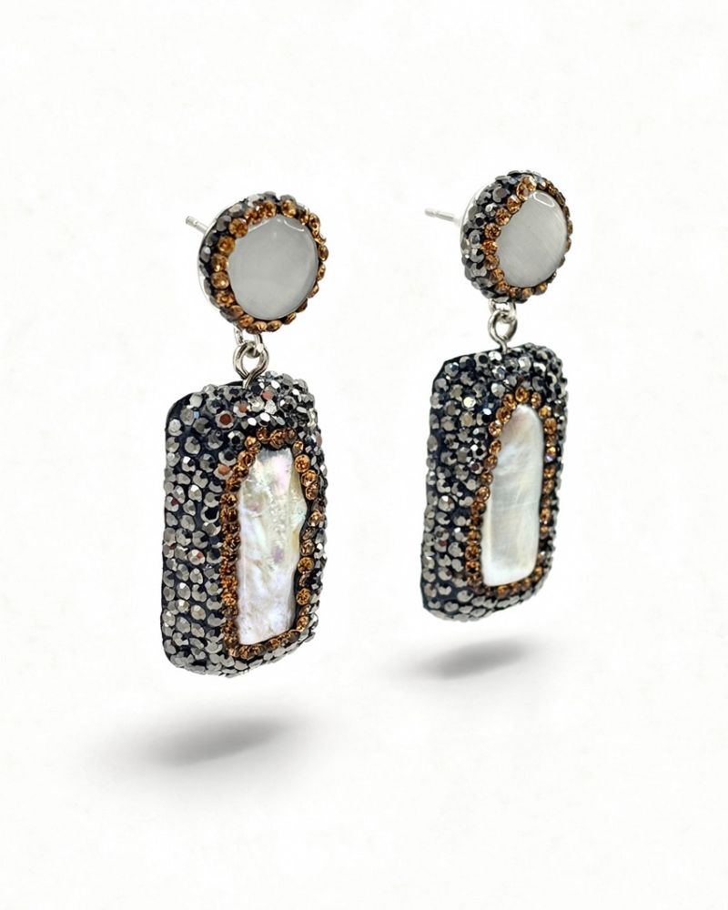 Serena | Pendientes con piedra rectangular blanca